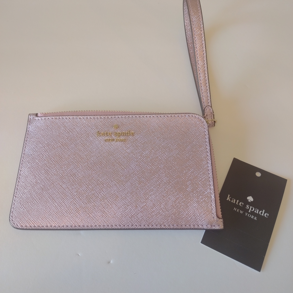 Kate Spade Metallic Pink Wristlet Clutch - Picture 2 of 5